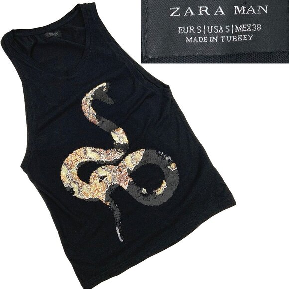 Zara Other - Zara Men’s Black Sequin Snake Tank Top Size Small